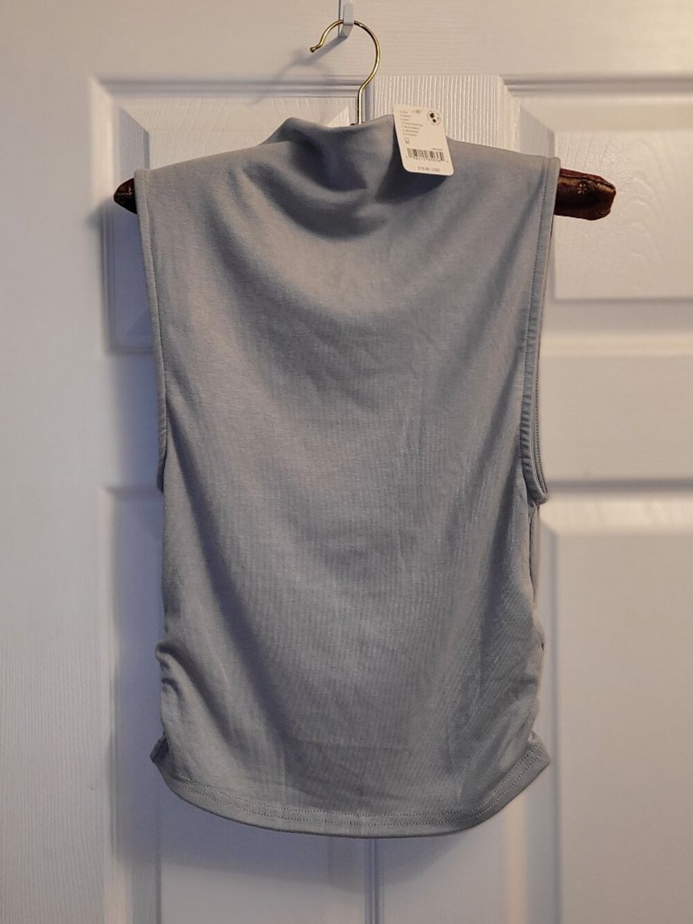 🎉NWT🎉Free People Grey Tank Ruched Sides Mock Neck